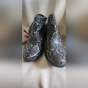 SO Black and Gray Ankle Boots with Snakeskin Pattern